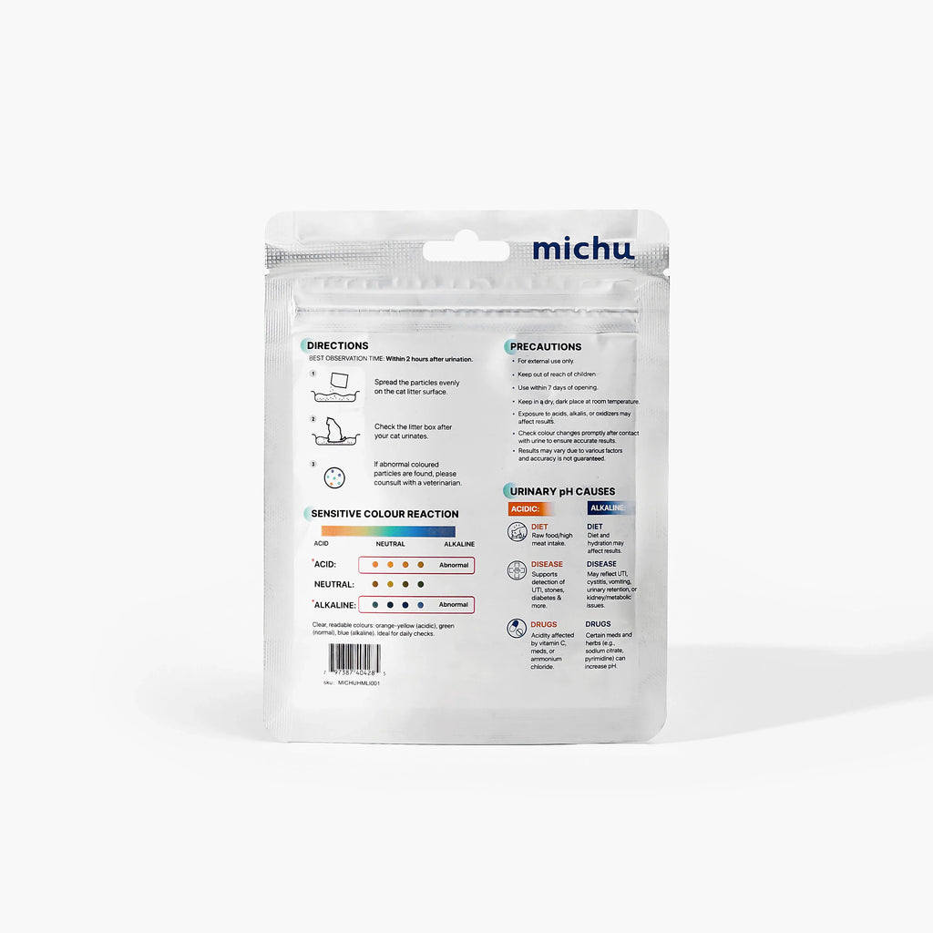 Michu Cat Health Monitoring Pellets - Colour Changing Indicators For Home Urine Testing