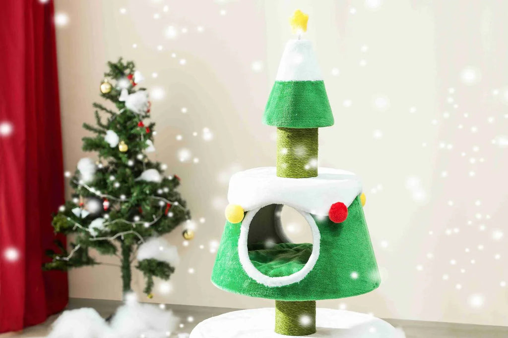 Michu Christmas Cat Tree - Festive Fun and Cozy Hideaway for Furry Friends - 159cm Height 4