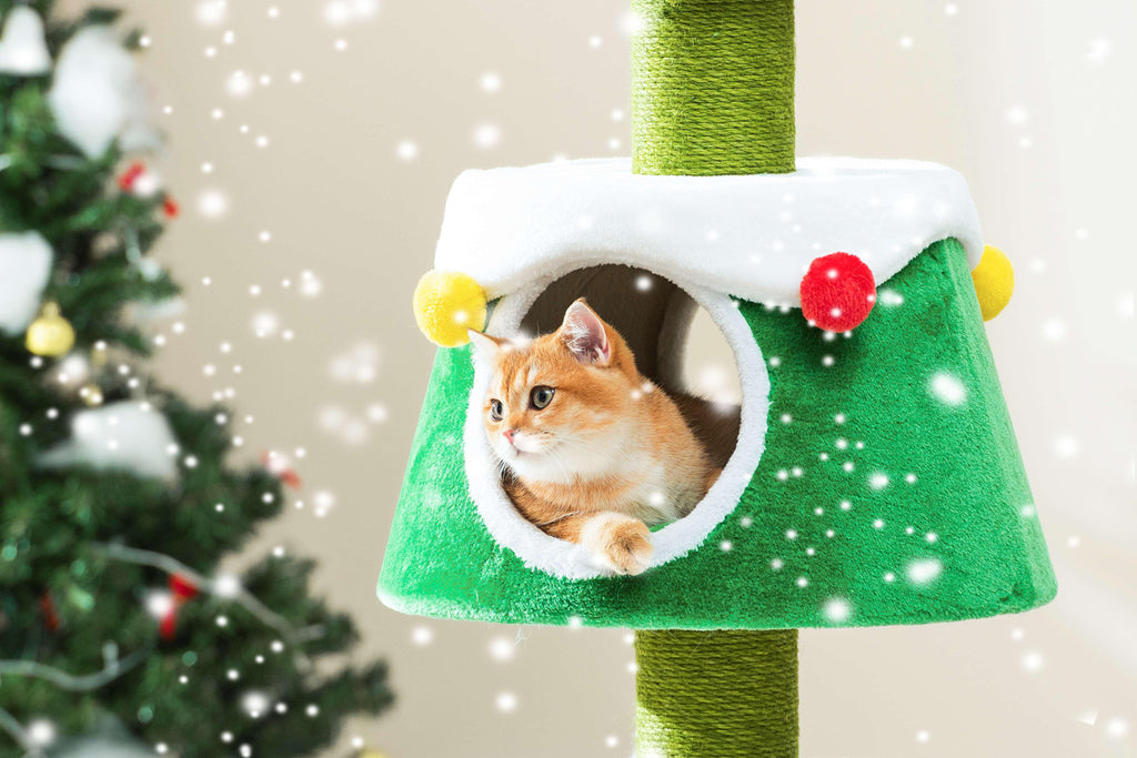 Michu Christmas Cat Tree - Festive Fun and Cozy Hideaway for Furry Friends - 159cm Height 5