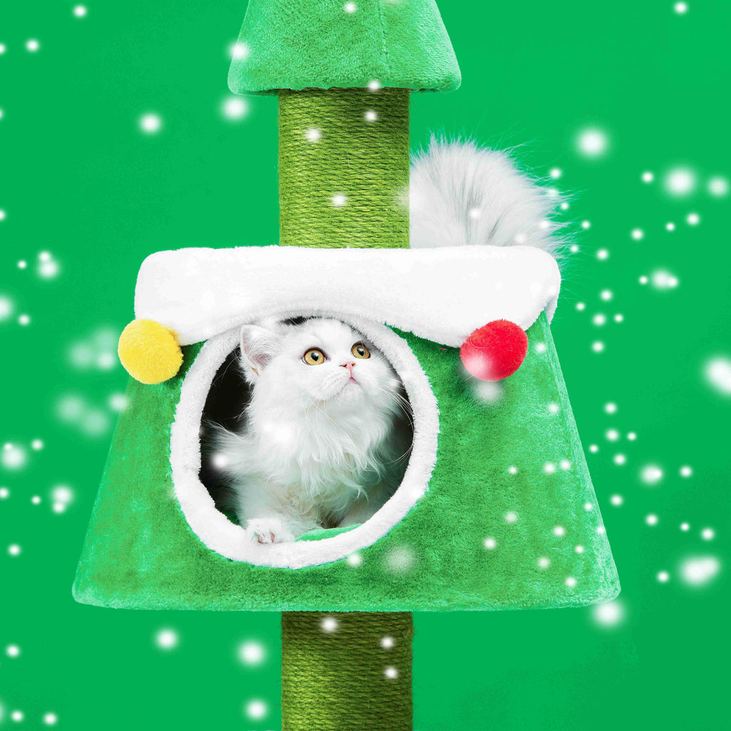 Michu Christmas Cat Tree - Festive Fun and Cozy Hideaway for Furry Friends - 159cm Height 6