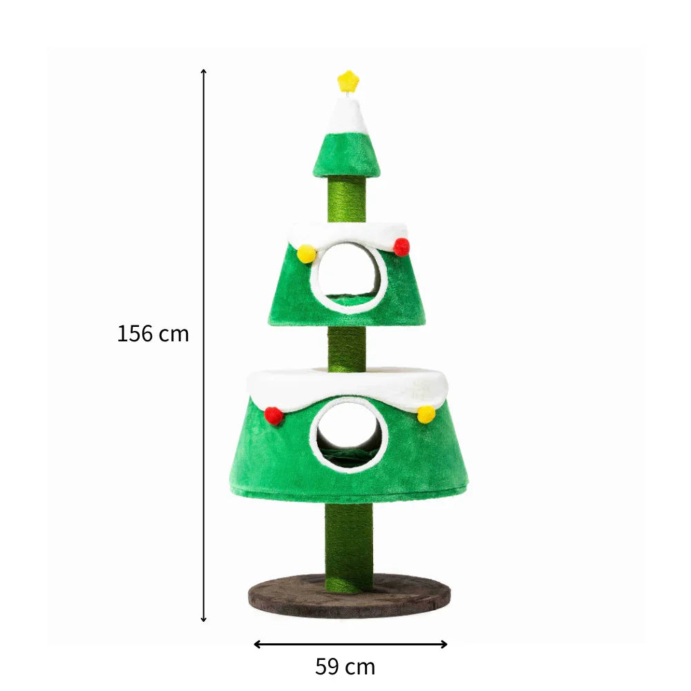 Michu Christmas Cat Tree - Festive Fun and Cozy Hideaway for Furry Friends - 159cm Height 9