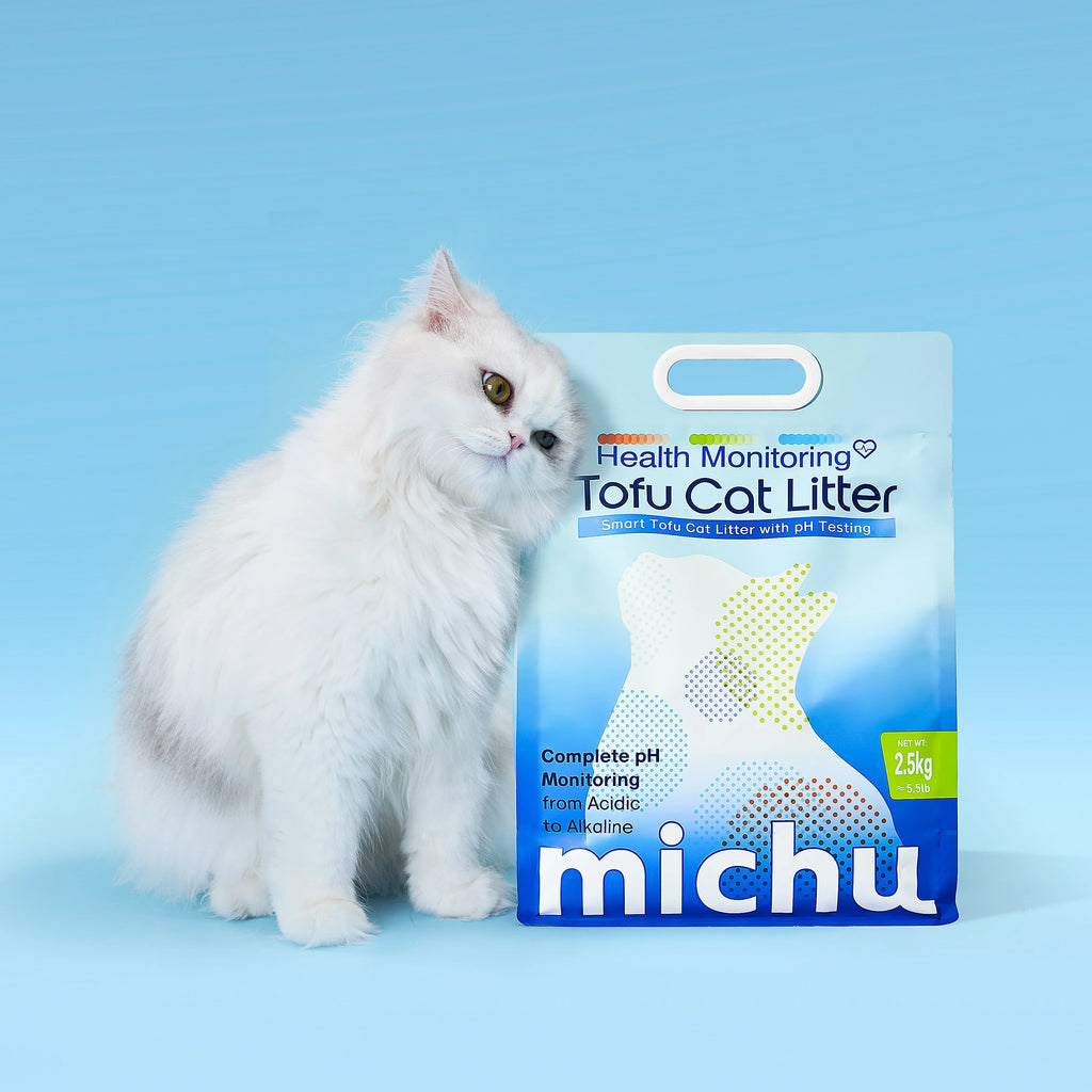 Michu Health Monitoring Tofu Cat Litter 2.5kg/6L - Complete pH Monitoring from Acidic to Alkaline
