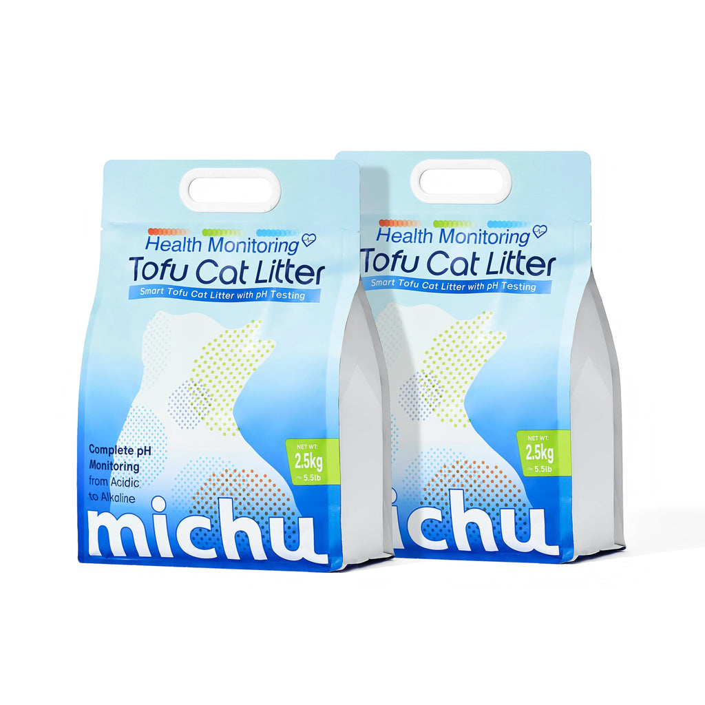 Michu Health Monitoring Tofu Cat Litter 2.5kg/6L - Complete pH Monitoring from Acidic to Alkaline