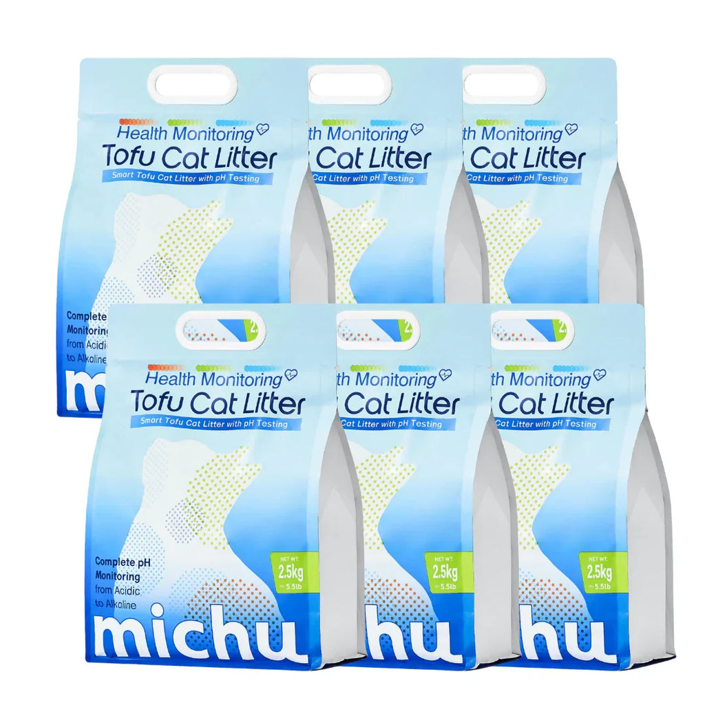 Michu Health Monitoring Tofu Cat Litter 2.5kg/6L - Complete pH Monitoring from Acidic to Alkaline