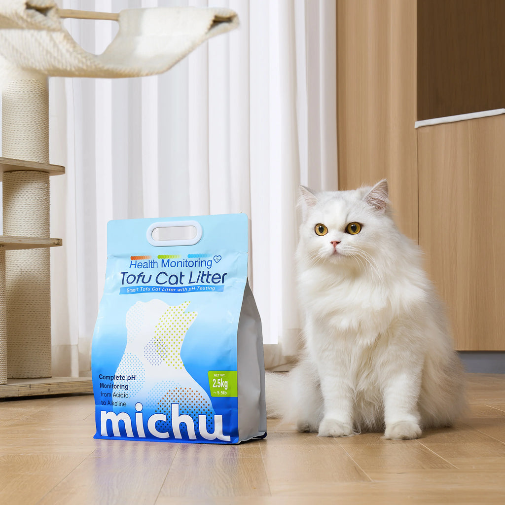 Michu Health Monitoring Tofu Cat Litter 2.5kg/6L - Complete pH Monitoring from Acidic to Alkaline
