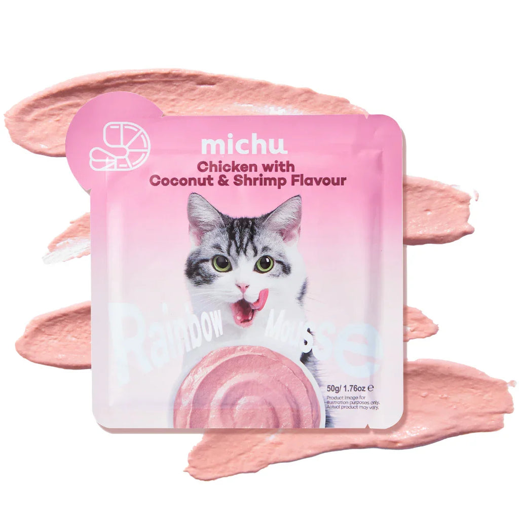 Michu Rainbow Mousse Wet Cat Food 5 Flavours- Complete Food/Wet Mixer and Topper 10pcs/Pack