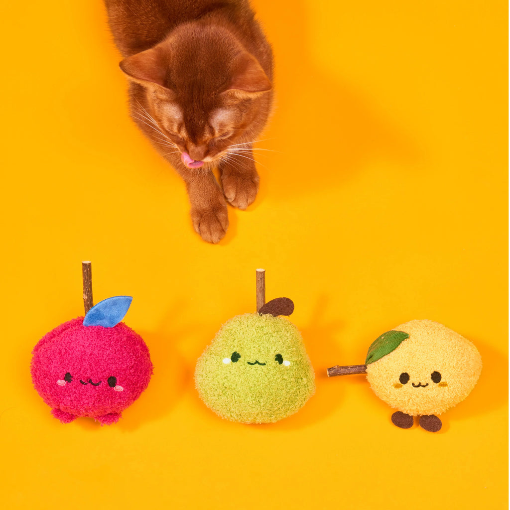 Michu Silver Vine Plush Toys - Onion Puff, Pearly Pear & Avocutie | Adorable Cat Chew & Play