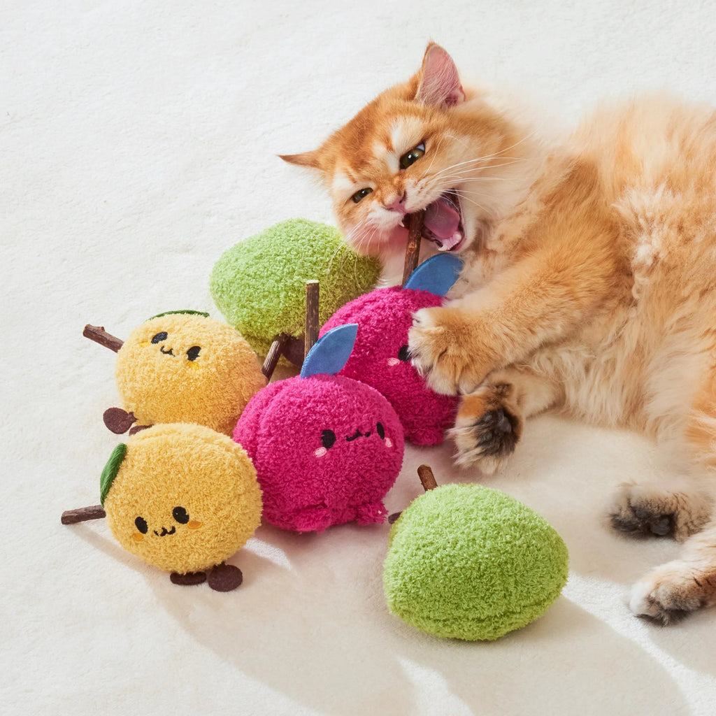 Michu Silver Vine Plush Toys - Onion Puff, Pearly Pear & Avocutie | Adorable Cat Chew & Play