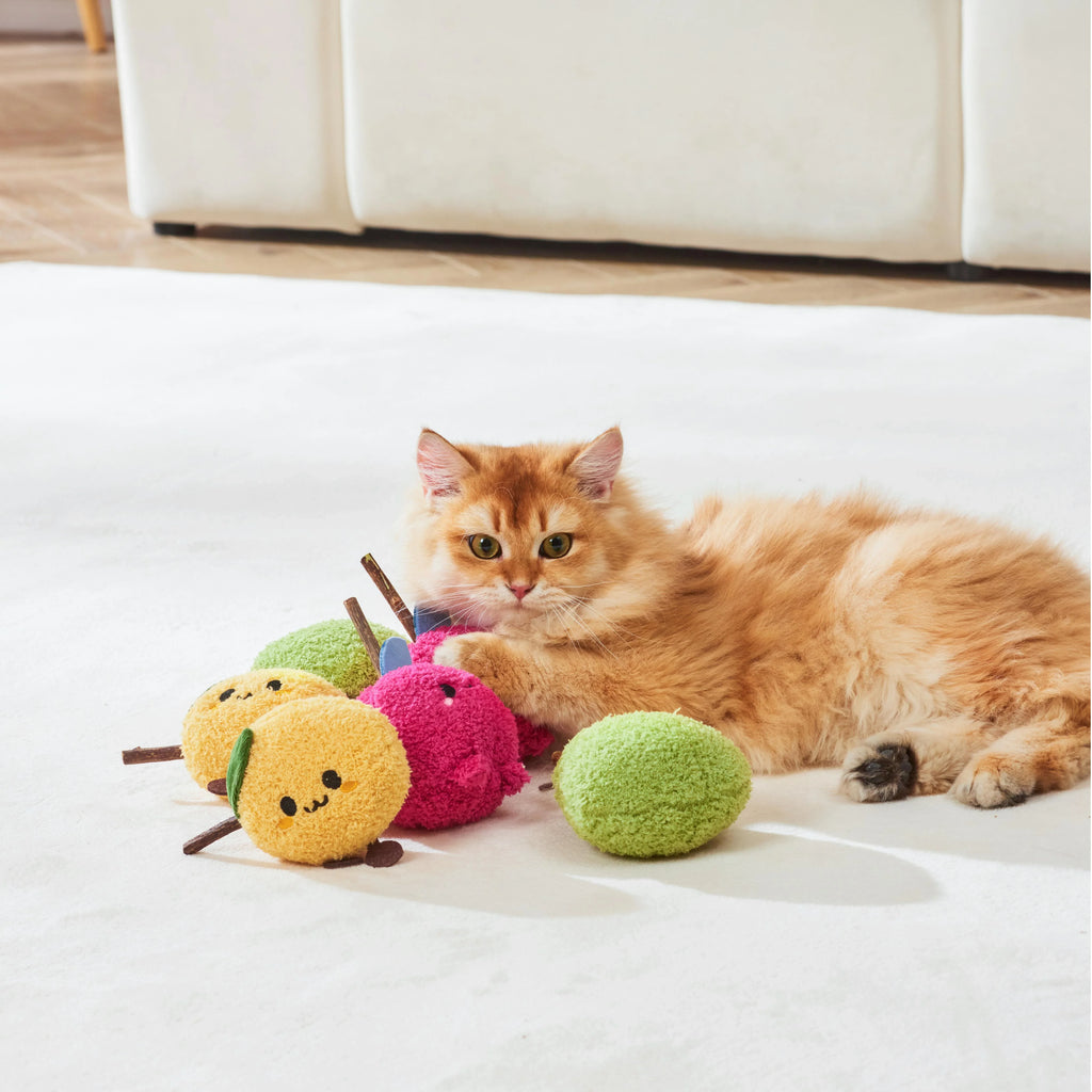 Michu Silver Vine Plush Toys - Onion Puff, Pearly Pear & Avocutie | Adorable Cat Chew & Play
