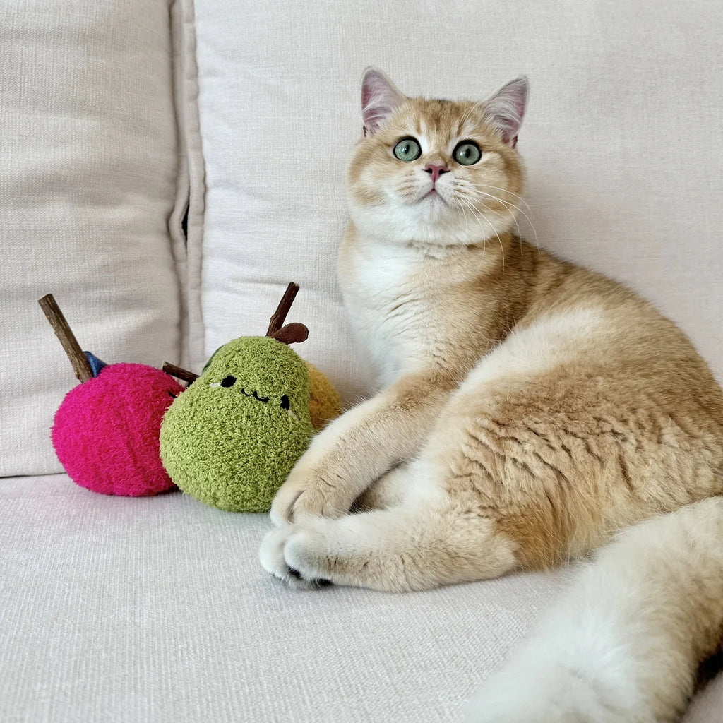 Michu Silver Vine Plush Toys - Onion Puff, Pearly Pear & Avocutie | Adorable Cat Chew & Play