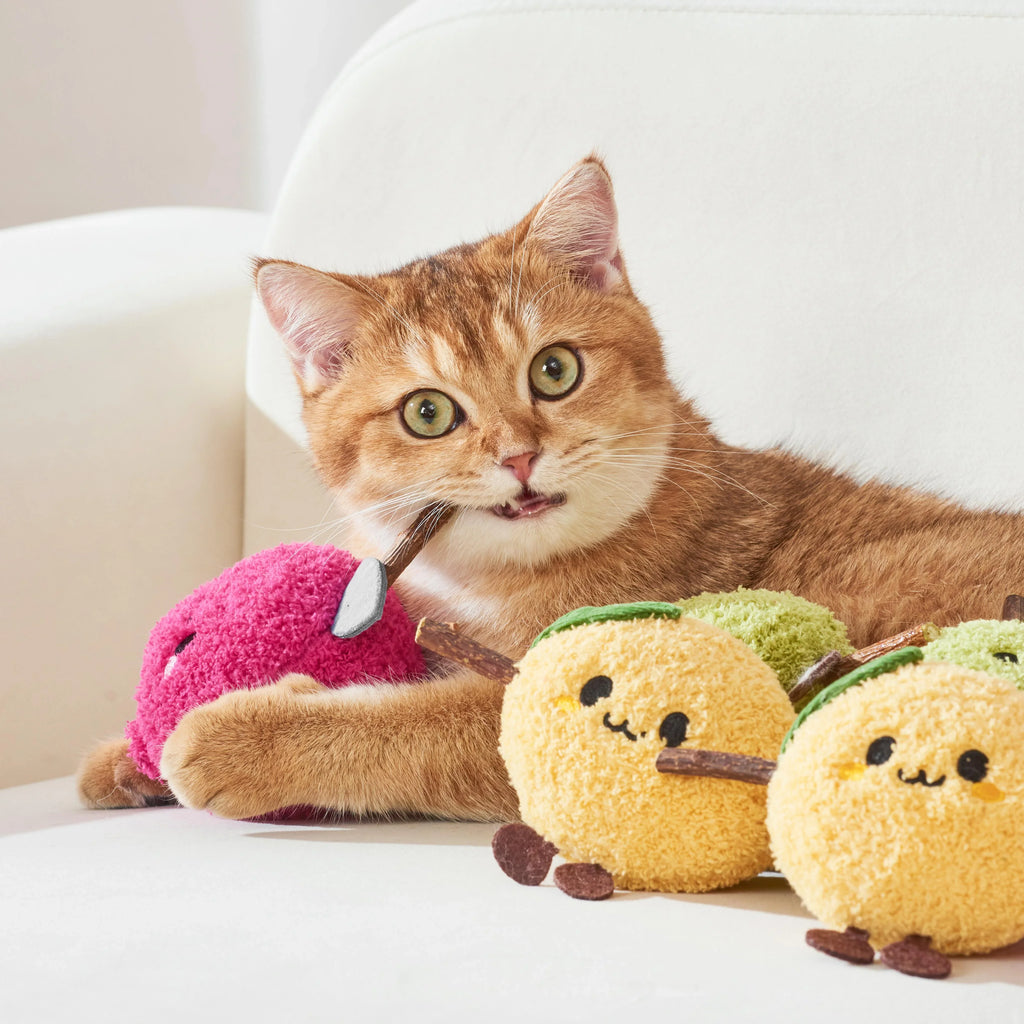 Michu Silver Vine Plush Toys - Onion Puff, Pearly Pear & Avocutie | Adorable Cat Chew & Play