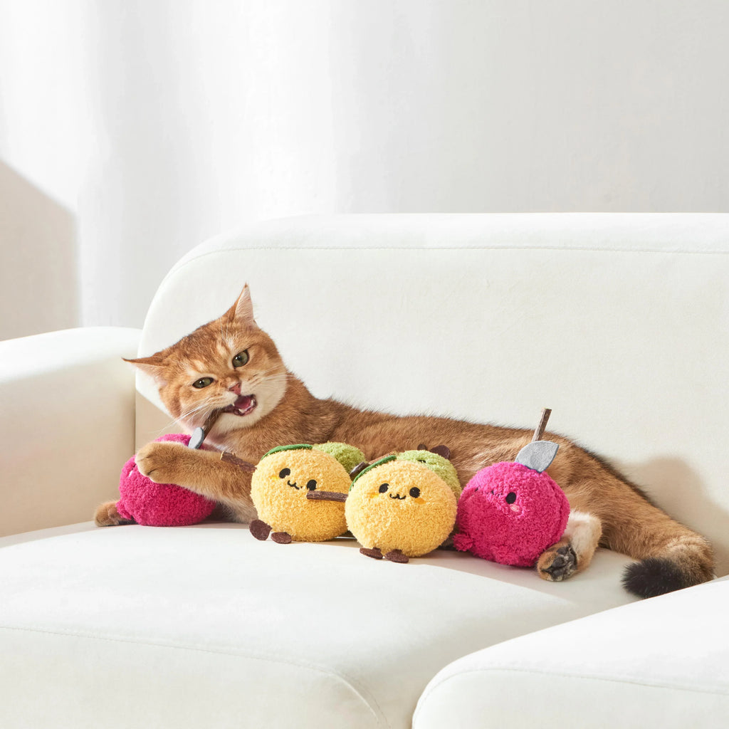 Michu Silver Vine Plush Toys - Onion Puff, Pearly Pear & Avocutie | Adorable Cat Chew & Play