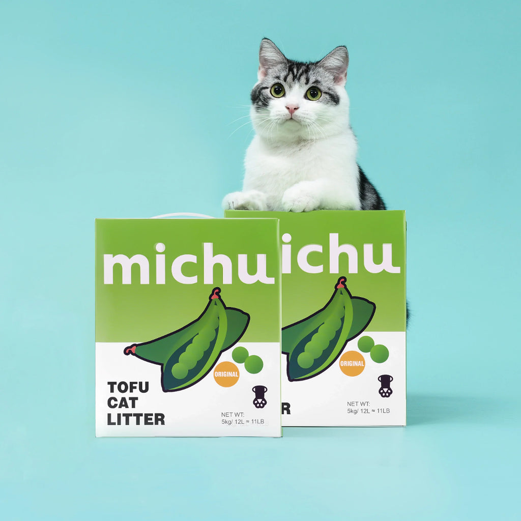 Michu Tofu Cat Litter Gen3 - Natural Clumping Tofu-Based Formula - Value Box 5 kg