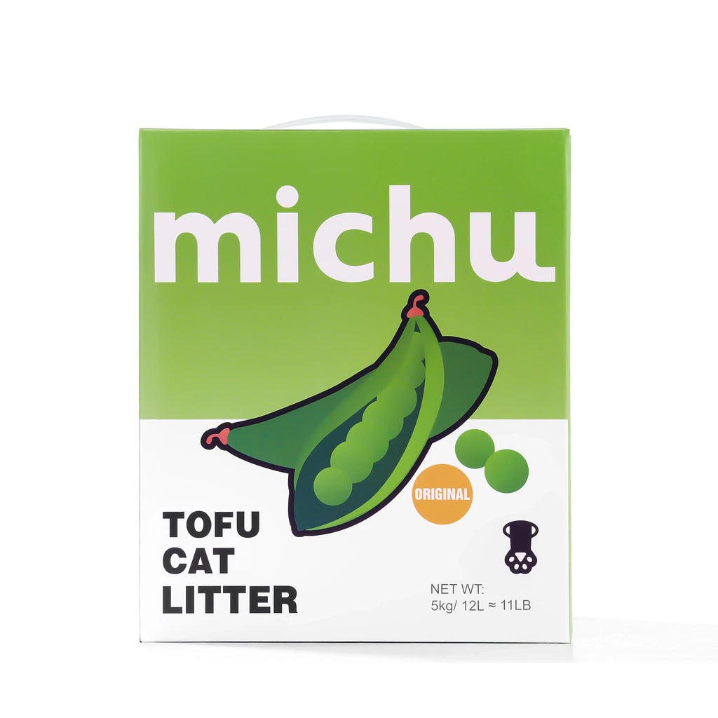 Michu Tofu Cat Litter Gen3 - Natural Clumping Tofu-Based Formula - Value Box 5 kg