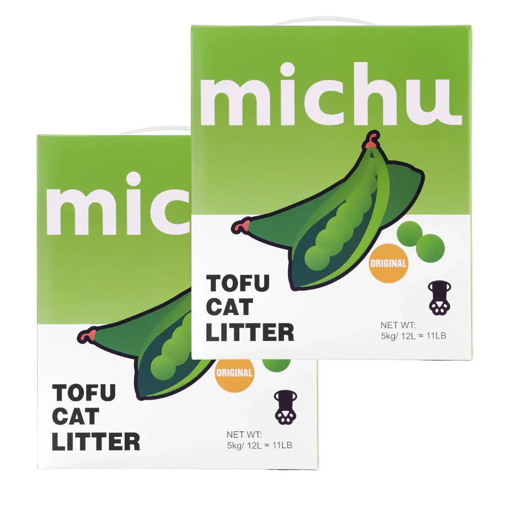 Michu Tofu Cat Litter Gen3 - Natural Clumping Tofu-Based Formula - Value Box 5 kg