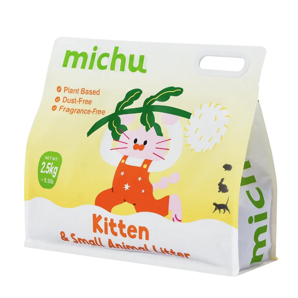 Michu Tofu Cat Litter for Kittens and Small Animals, Natural Crushed Formula, Plant-Based & Safe if Ingested 2.5kg/6L