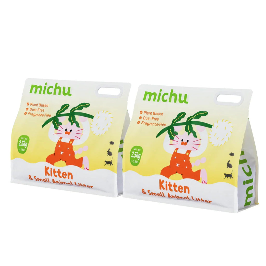 Michu Tofu Cat Litter for Kittens and Small Animals, Natural Crushed Formula, Plant-Based & Safe if Ingested 2.5kg/6L