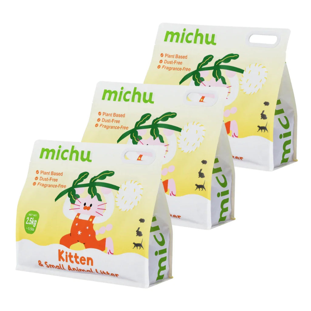 Michu Tofu Cat Litter for Kittens and Small Animals, Natural Crushed Formula, Plant-Based & Safe if Ingested 2.5kg/6L