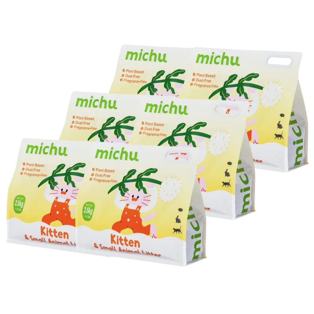 Michu Tofu Cat Litter for Kittens and Small Animals, Natural Crushed Formula, Plant-Based & Safe if Ingested 2.5kg/6L