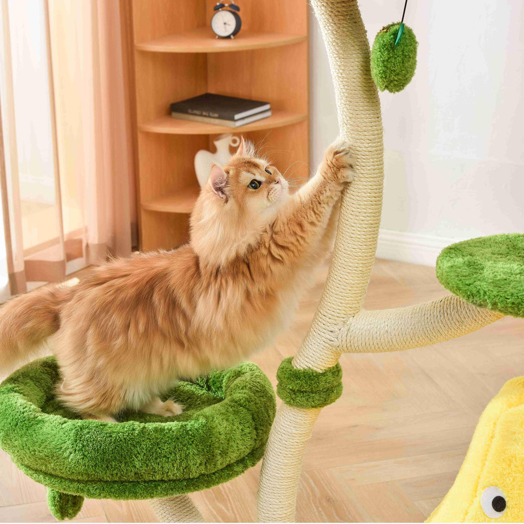 Michu Verde Solid Wooded Base Cat Tree