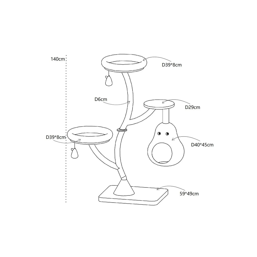 Michu Verde Solid Wooded Base Cat Tree