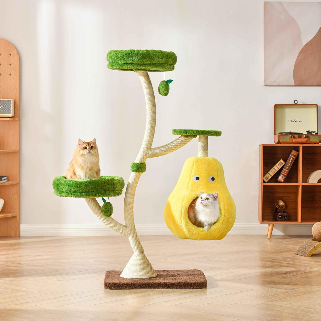 Michu Verde Solid Wooded Base Cat Tree