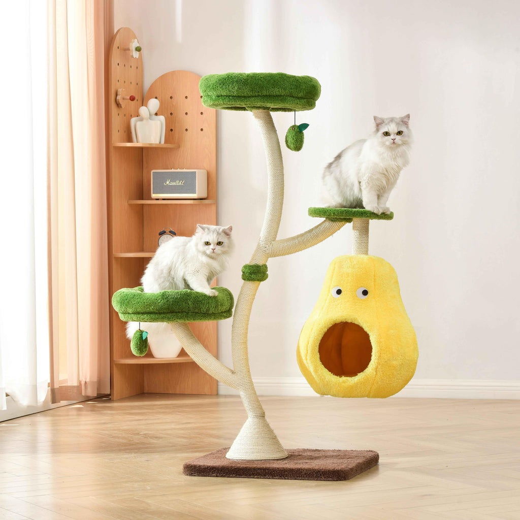 Michu Verde Solid Wooded Base Cat Tree