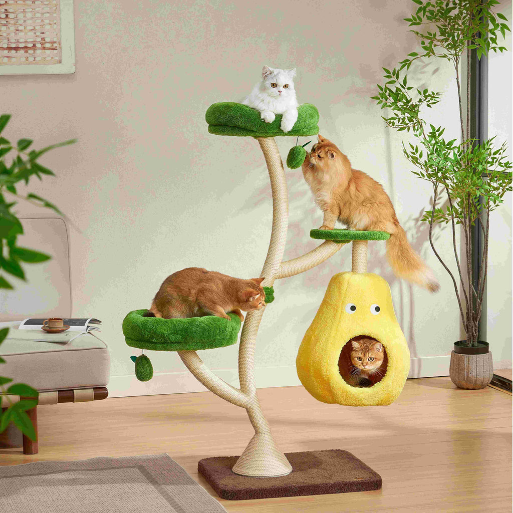 Michu Verde Solid Wooded Base Cat Tree