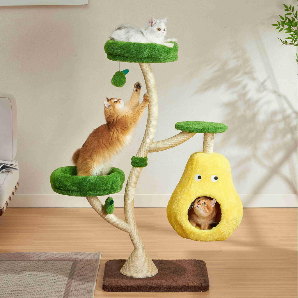 Michu Verde Solid Wooded Base Cat Tree