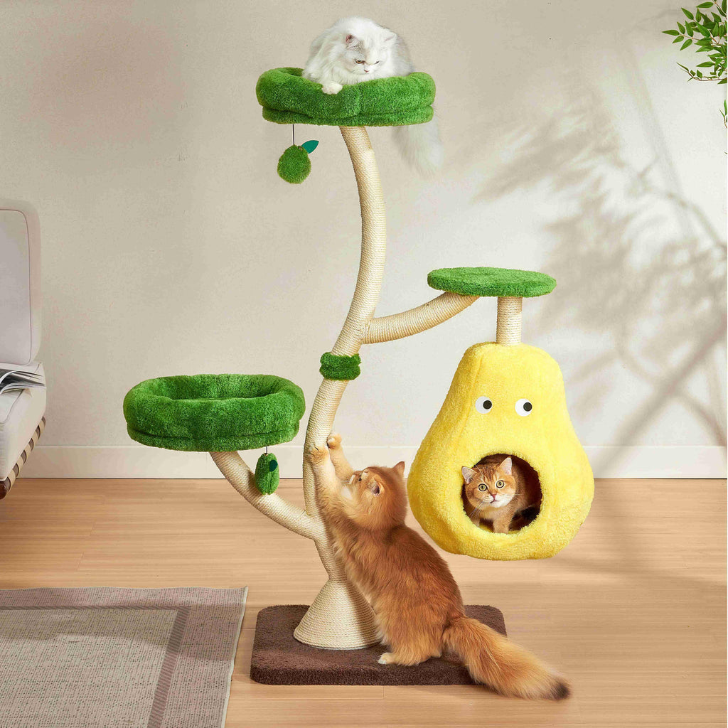 Michu Verde Solid Wooded Base Cat Tree