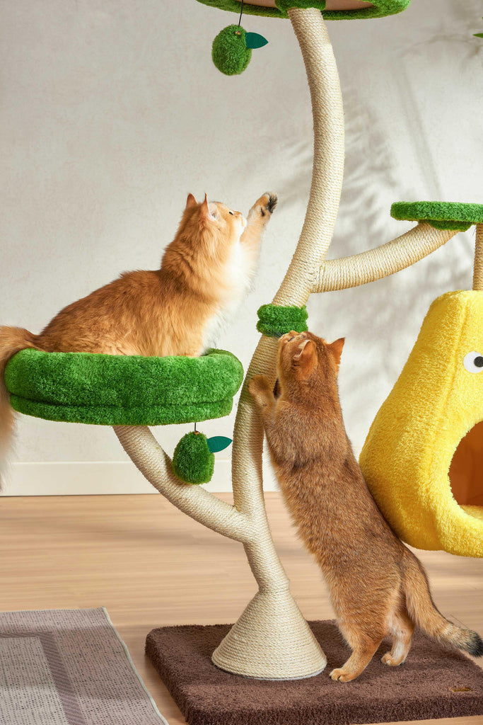 Michu Verde Solid Wooded Base Cat Tree