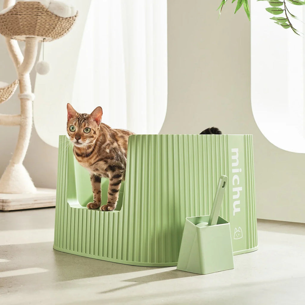 Michu XXL Sage Deluxe Cat Litter Box - Spacious Design