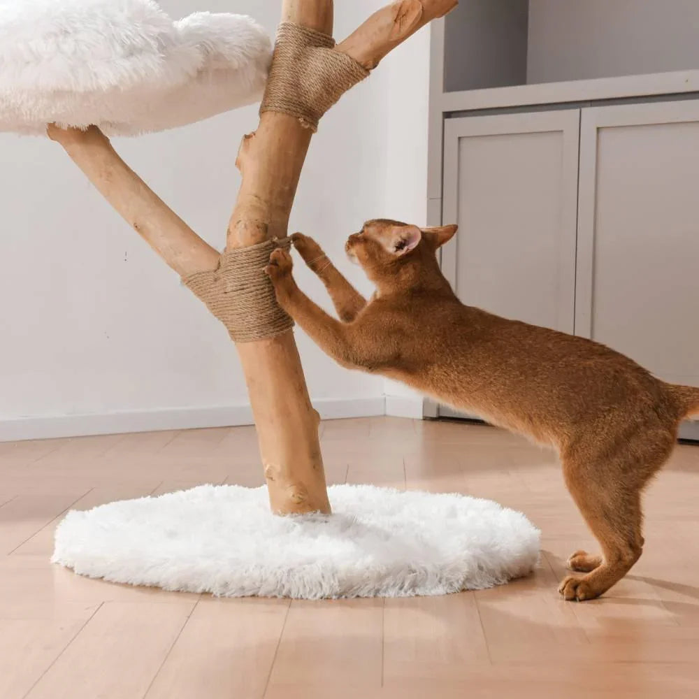 Michu Fluffy Blossom Real Wood Cat Tree - Premium Quality & Stylish Cat Furniture - Extra Large - Michu Australia