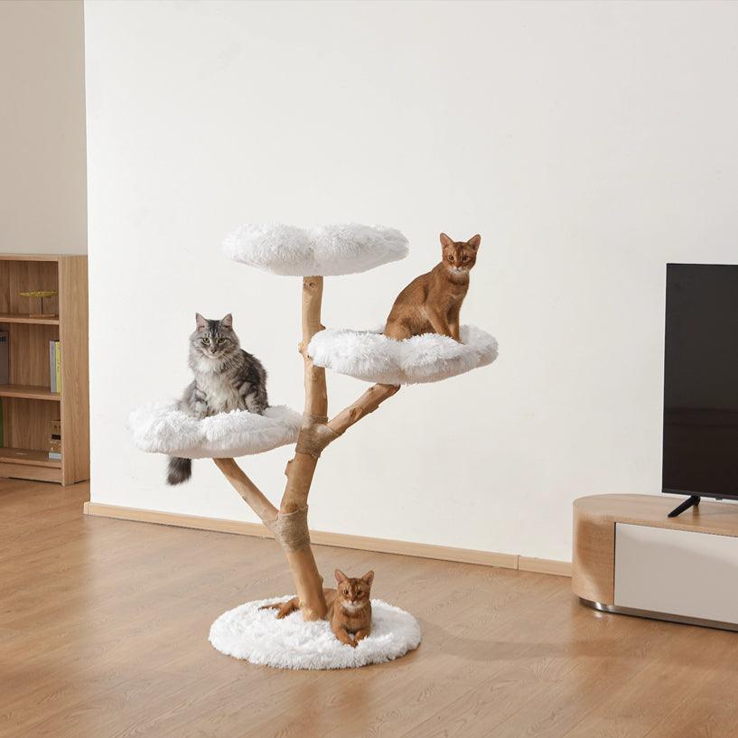Michu Fluffy Blossom Real Wood Cat Tree - Premium Quality & Stylish Cat Furniture - Extra Large - Michu Australia