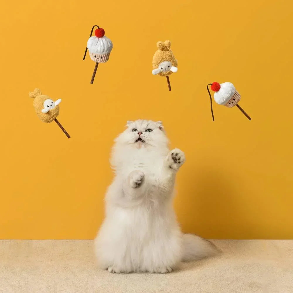 Mayitwill Happy Tempura/Little Cupcake Silver Vine Stick Cat Toy - Furrytail