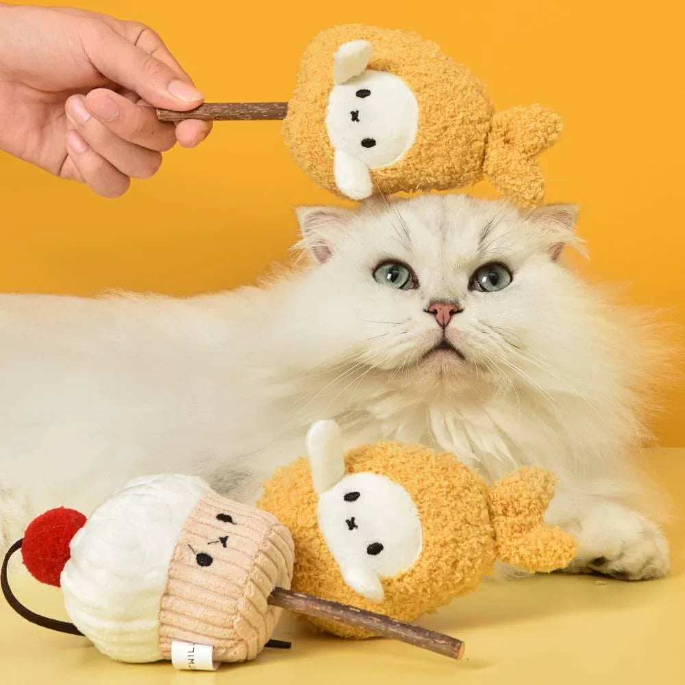 Mayitwill Happy Tempura/Little Cupcake Silver Vine Stick Cat Toy - Furrytail