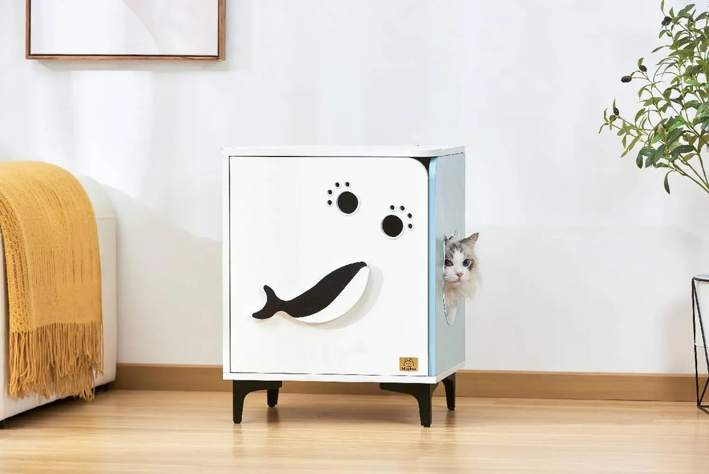 Michu Hidden Cat Furniture - Cat Litter Box Enclosure and Wooden Pet House, End Table Large Enough for Most Cats and Litter Boxes - Michu Australia