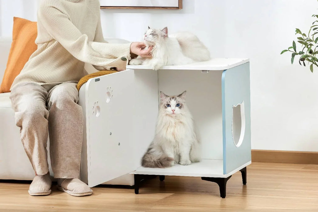 Michu Hidden Cat Furniture - Cat Litter Box Enclosure and Wooden Pet House, End Table Large Enough for Most Cats and Litter Boxes - Michu Australia