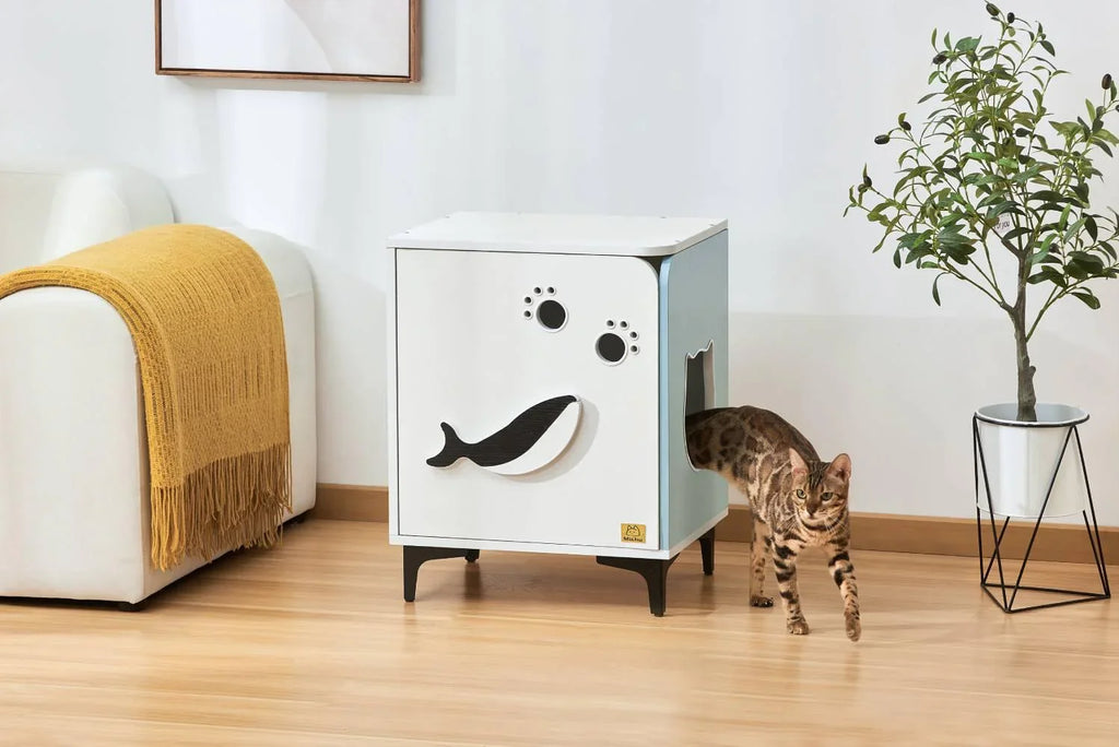 Michu Hidden Cat Furniture - Cat Litter Box Enclosure and Wooden Pet House, End Table Large Enough for Most Cats and Litter Boxes - Michu Australia