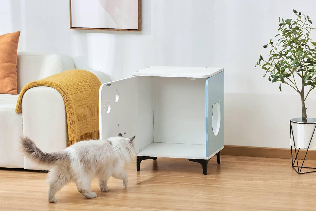 Michu Hidden Cat Furniture - Cat Litter Box Enclosure and Wooden Pet House, End Table Large Enough for Most Cats and Litter Boxes - Michu Australia