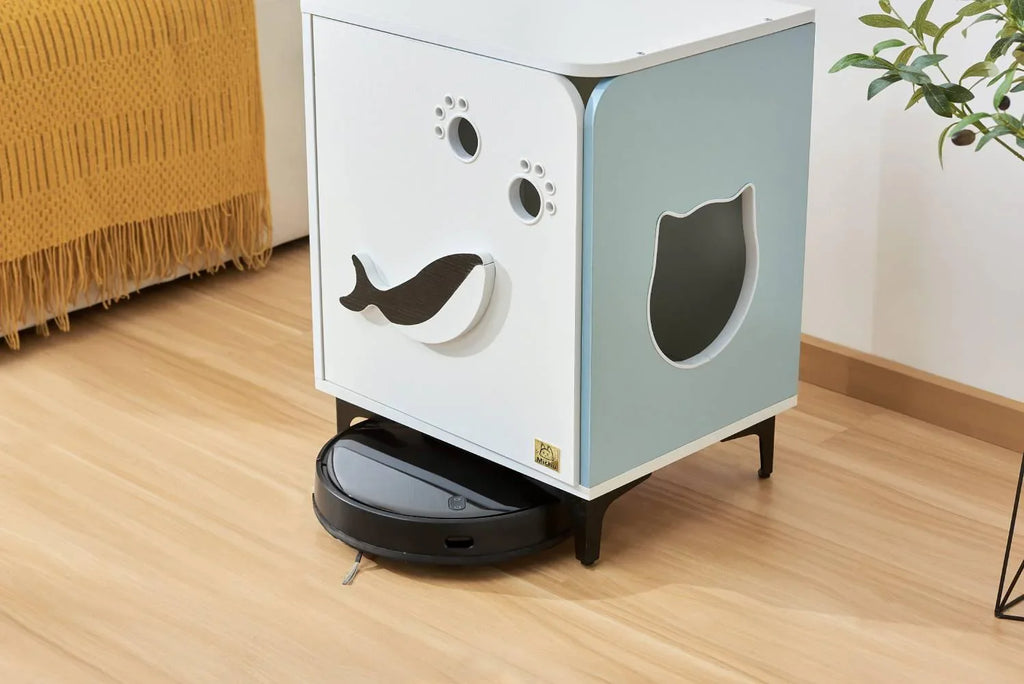 Michu Hidden Cat Furniture - Cat Litter Box Enclosure and Wooden Pet House, End Table Large Enough for Most Cats and Litter Boxes - Michu Australia