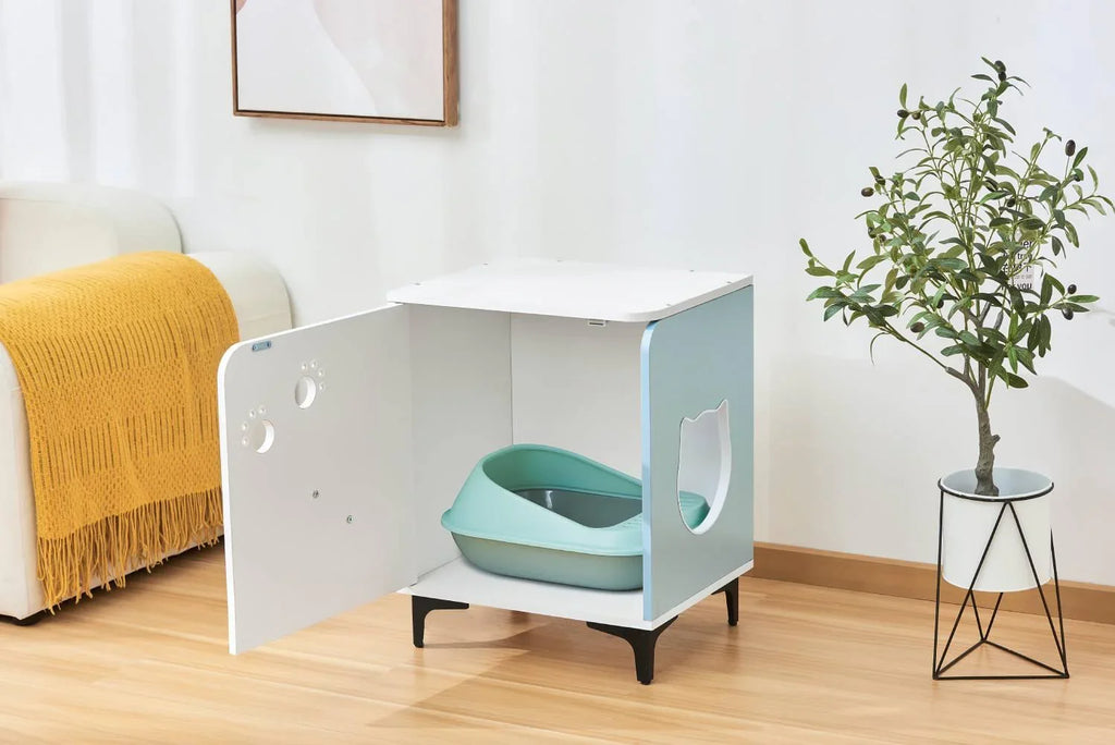 Michu Hidden Cat Furniture - Cat Litter Box Enclosure and Wooden Pet House, End Table Large Enough for Most Cats and Litter Boxes - Michu Australia