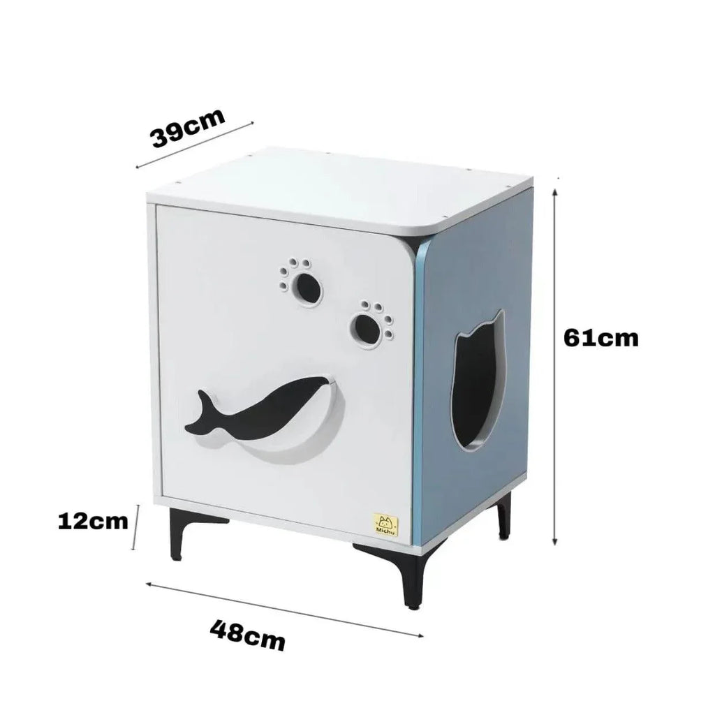 Michu Hidden Cat Furniture - Cat Litter Box Enclosure and Wooden Pet House, End Table Large Enough for Most Cats and Litter Boxes - Michu Australia