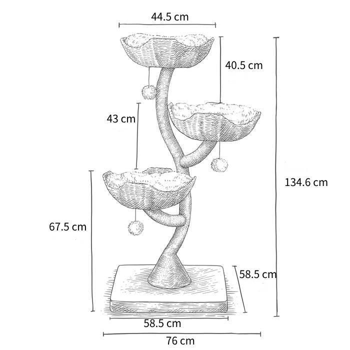 MICHU Iris Cat Tower Deluxe 3-Tier Designer Flower Cat Tree - Michu Australia-11