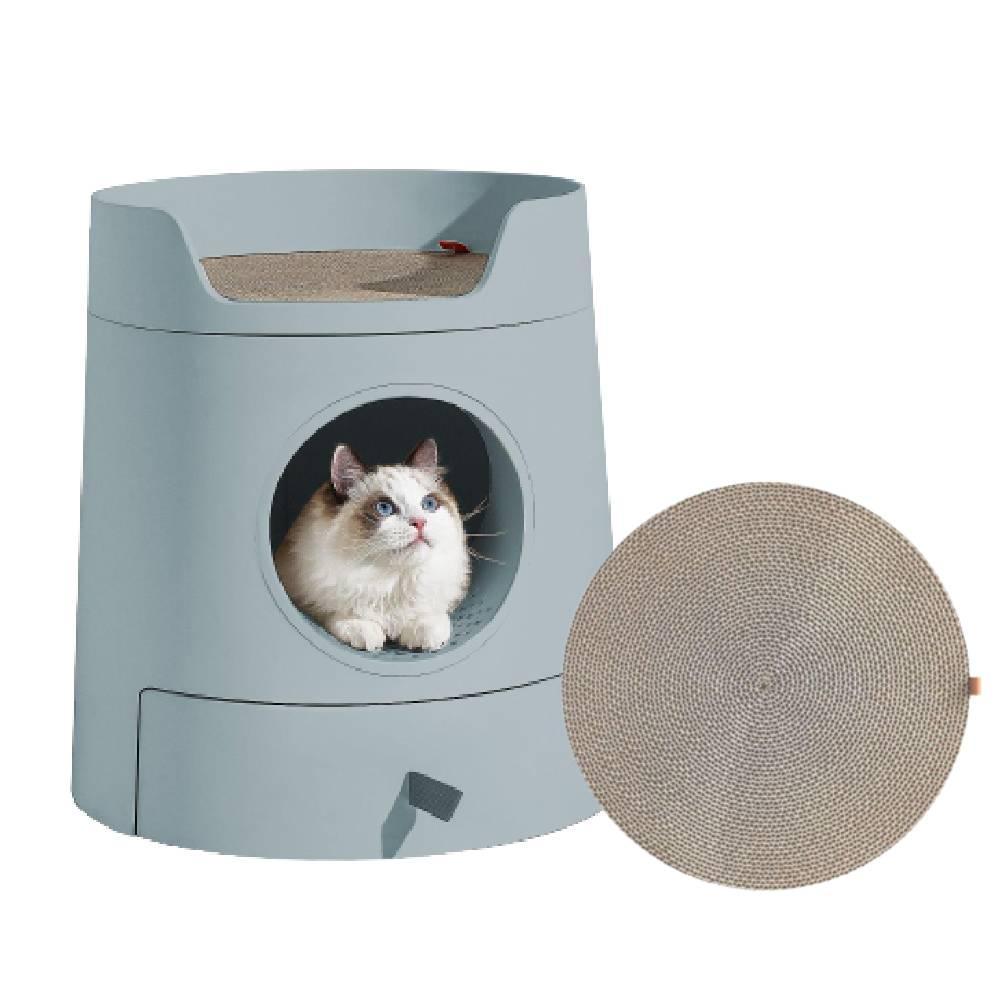 Mayitwill XL Castle 2-in-1 Semi- Closed Cat Litter Box with Scratch Pad in Morandi Green - Michu Australia
