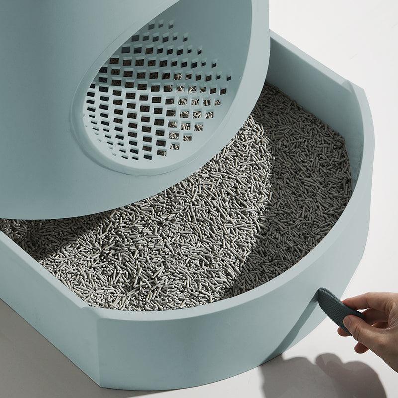 Mayitwill XL Castle 2 in 1 Front-Entry Cat Litter Box with Scratch Basin, Scoop included, Morandi Green - Furrytail