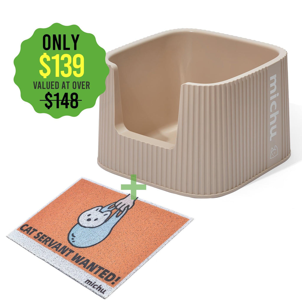 Michu XXL Container Cat Litter Box with Scoop, Coral and BoBa - Michu Australia