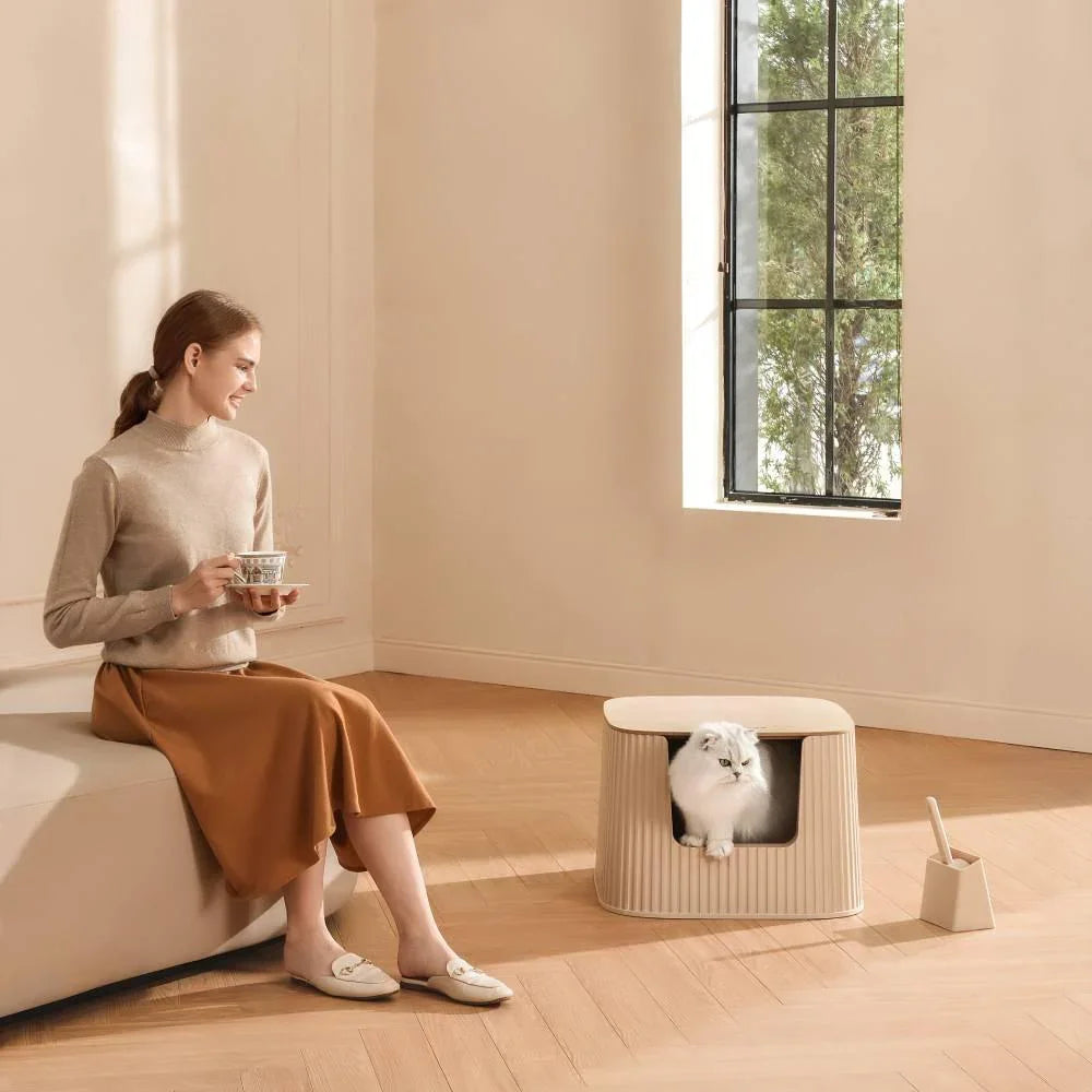 Michu XXL Coral & BoBa Deluxe Cat Litter Box - Spacious Design with Scoop Included - Michu Australia